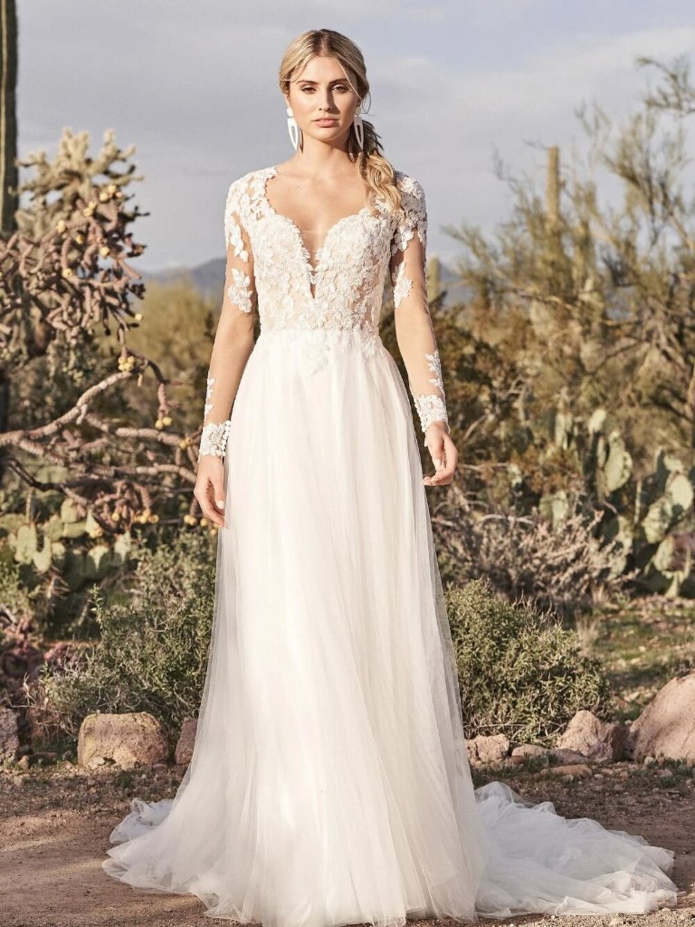 Lillian West 66157 Wedding Gown Size 12 NEW Long Sleeve Tulle Lace